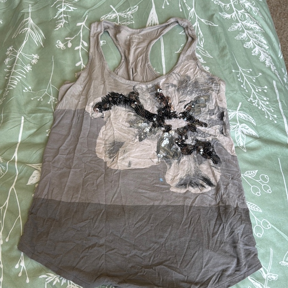 Express Black and Gray Sequin Tank Top